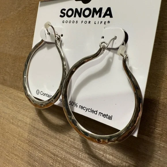 Sonoma Silver Hoop Earrings NWT - Picture 2 of 3
